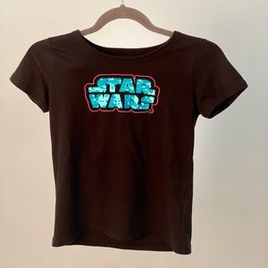 Black Sequin Star Wars Tee Sz 14